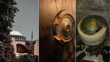 Древняя водяная камера в Святой Софии разбита и используется для хранения обуви